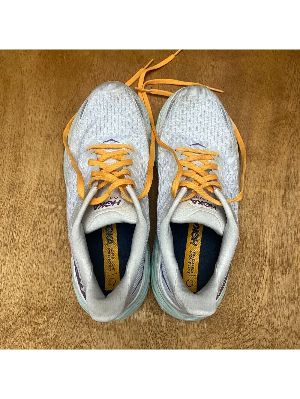 Hoka One One Clifton 8 Running Shoes Womens Sz 6.5 B White Sneakers 1119394 BDBW